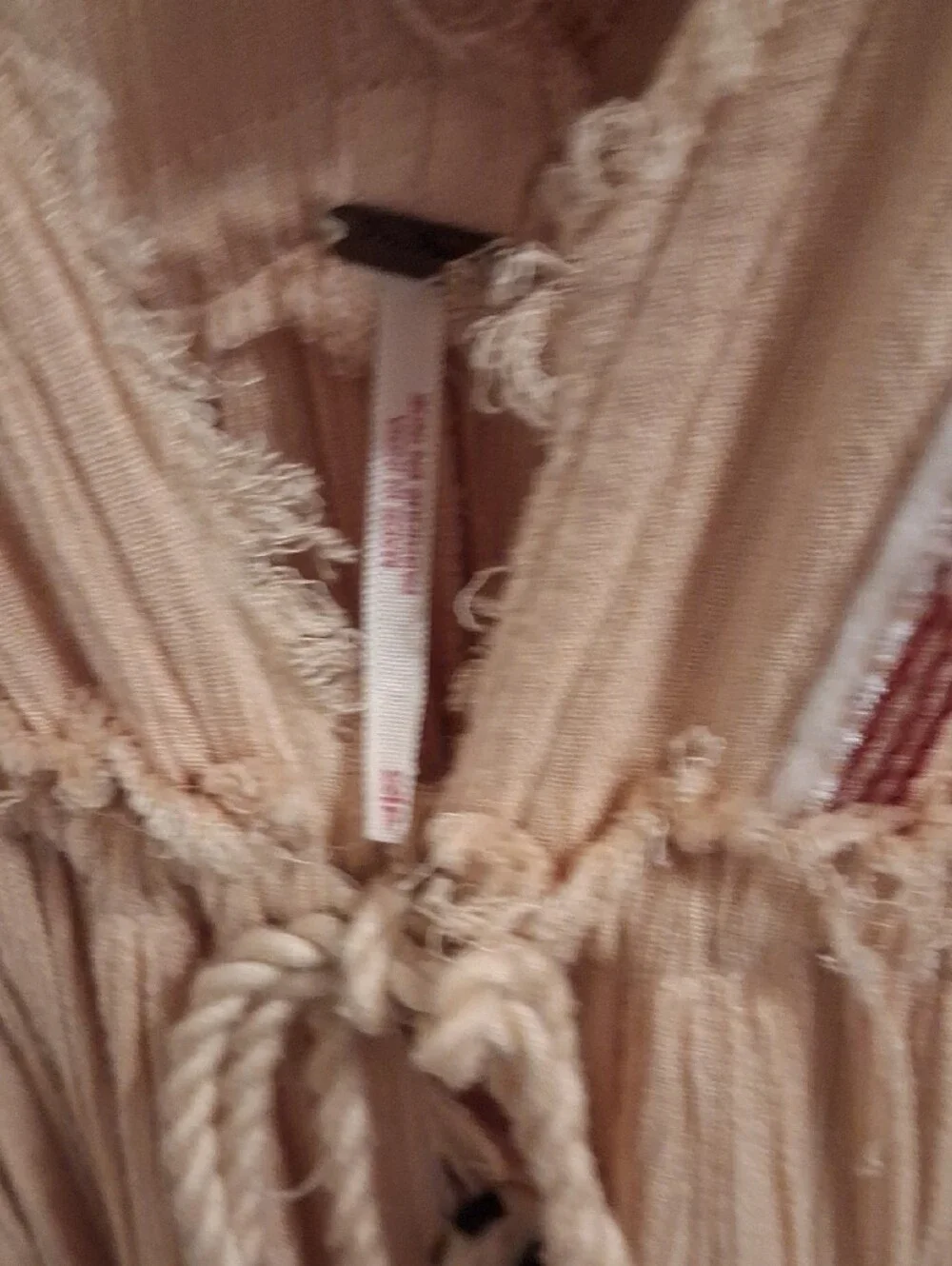 Free People Neutral Beige Embroidered Tassel Maxi Dress